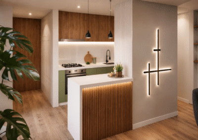 Diseño de interiores apartamento obra gris