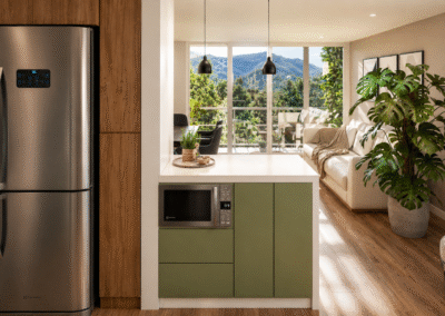 Diseño de interiores apartamento obra gris