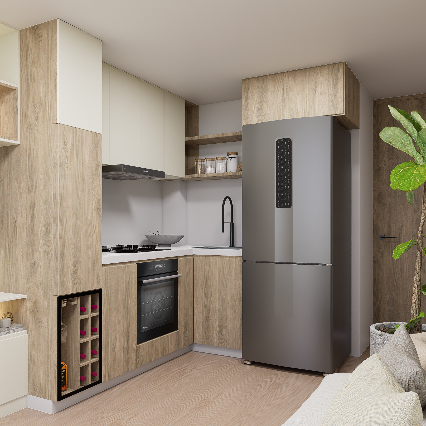 Diseño de interiores apartamento obra gris