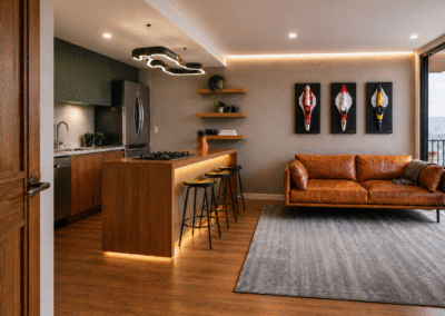 Diseño de interiores apartamento obra gris