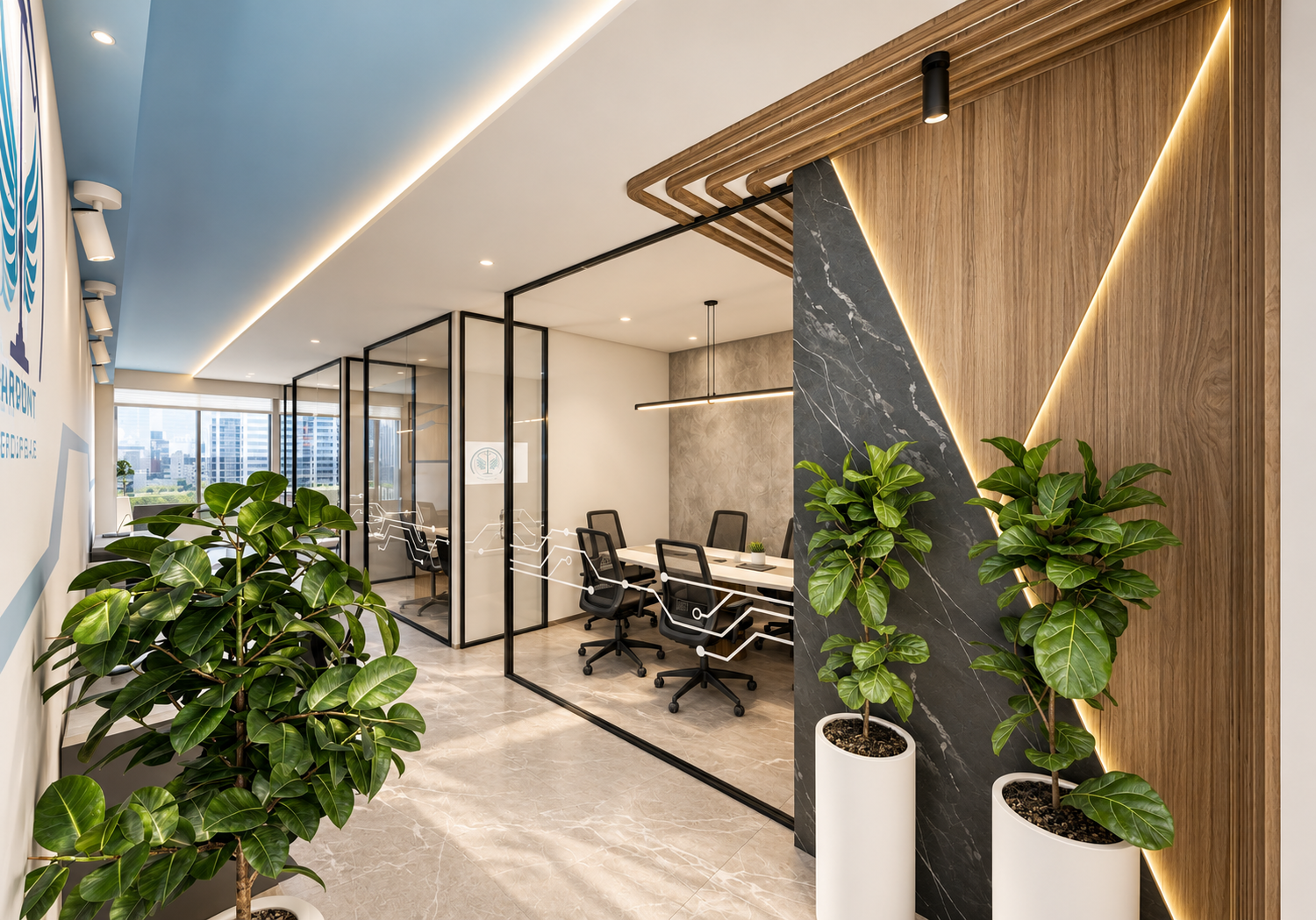 Proyecto de diseño de interiores corporativo realizado por Estudio López